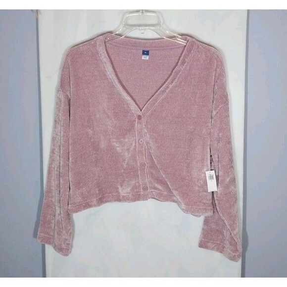 New Old Navy Chenille Button Up Crop Cardigan Sz XL Rosedawn Cozy Soft Girl Y2K - Picture 1 of 8